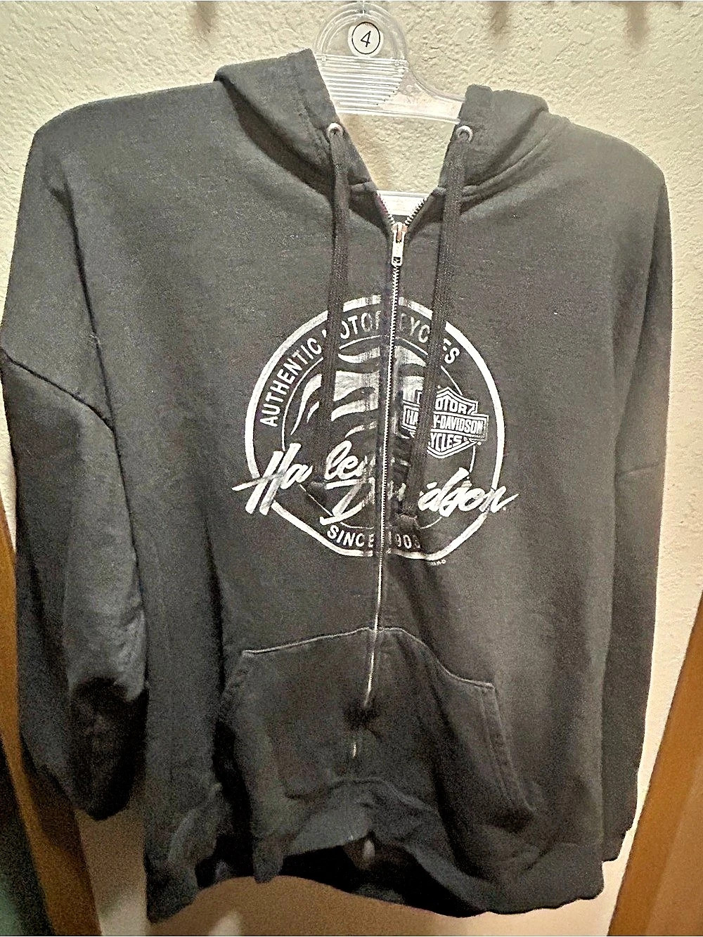 Unisex Harley-Davidson Graphic Zip Hoodie Black & White